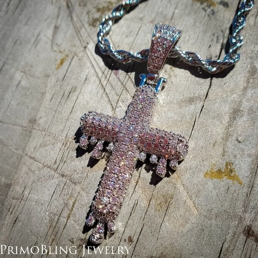 Silver Cross Drip Necklace